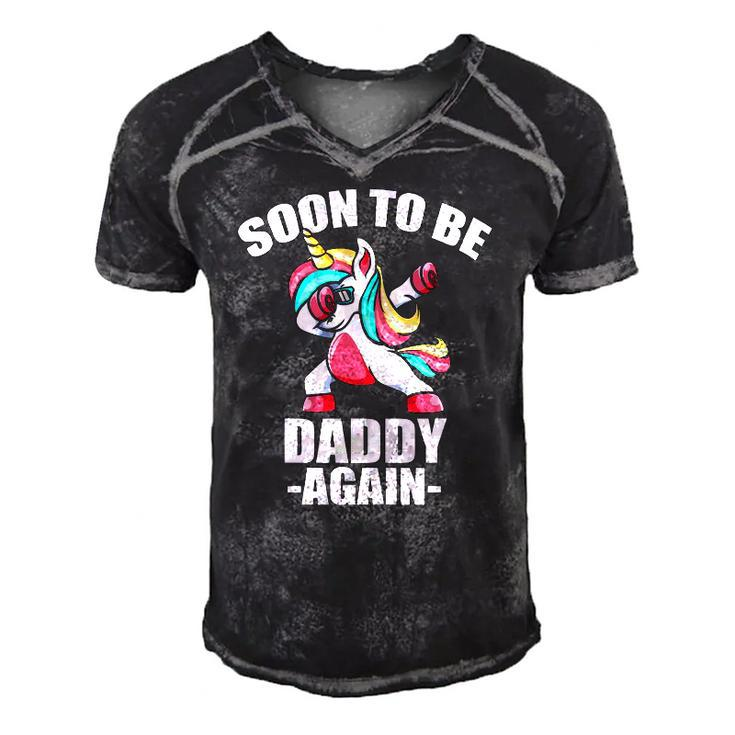 Unicorn Daddy Again 2022  Soon To Be Dad Again 2022 Baby Shower Men's Short Sleeve V-neck 3D Print Retro Tshirt