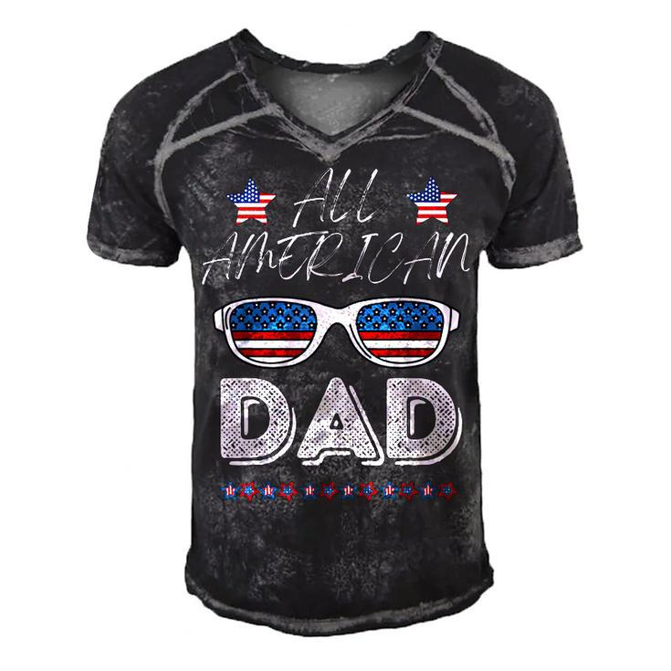 Usa 4Th Of July Great American Flag Dad  Men's Short Sleeve V-neck 3D Print Retro Tshirt