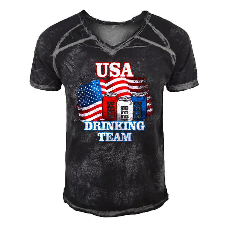 Usa Drinking Team Flag Beer Lovers Men's Short Sleeve V-neck 3D Print Retro Tshirt