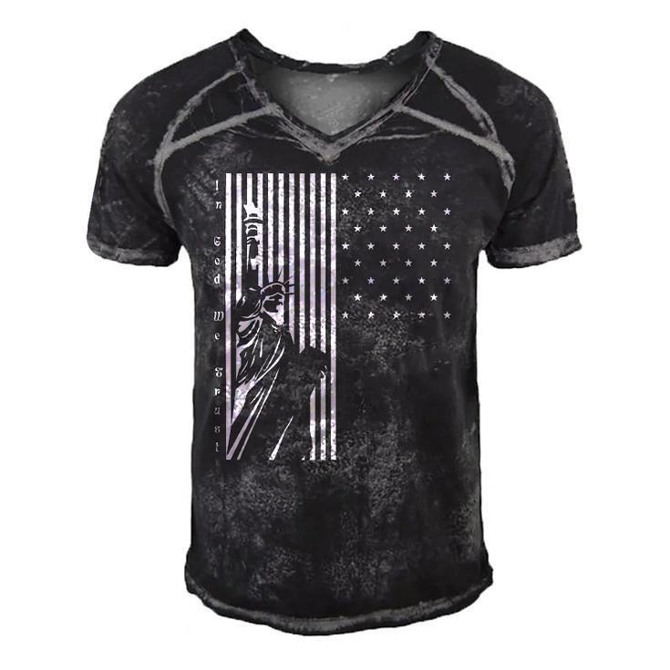 Usa Us Flag Patriotic 4Th Of July America Statue Of Liberty  Men's Short Sleeve V-neck 3D Print Retro Tshirt