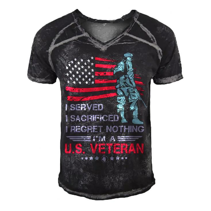 Veteran I Served I Sacrificed I Regret Nothing Im A Us Veteran 250 Navy Soldier Army Military Men's Short Sleeve V-neck 3D Print Retro Tshirt