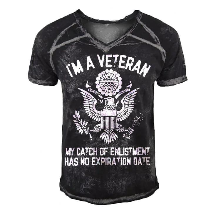 Veteran Patriotic Im A Veteran Mi Catch Of Enlistment Veterans Day Mi Catch Of Enlistment Proud Vetnavy Soldier Army Military Men's Short Sleeve V-neck 3D Print Retro Tshirt