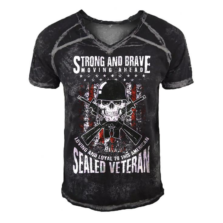 Veteran Strong And Brave American Veteran 224 Navy Soldier Army Military Men's Short Sleeve V-neck 3D Print Retro Tshirt