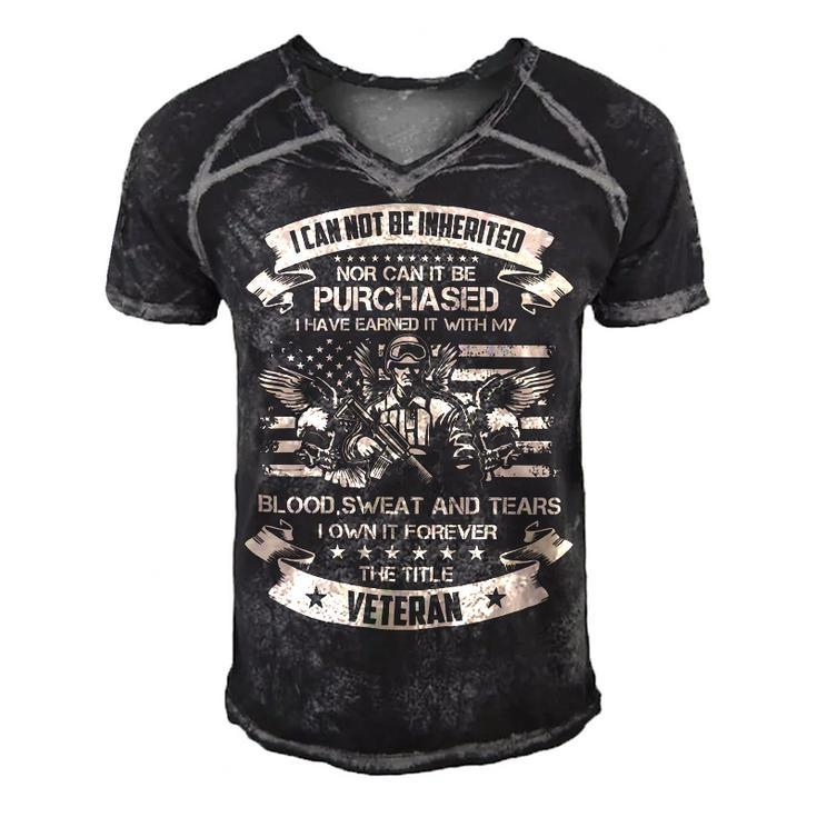 Veteran Veterans Day Have Earned It With My Blood Sweat And Tears This Title 89 Navy Soldier Army Military Men's Short Sleeve V-neck 3D Print Retro Tshirt