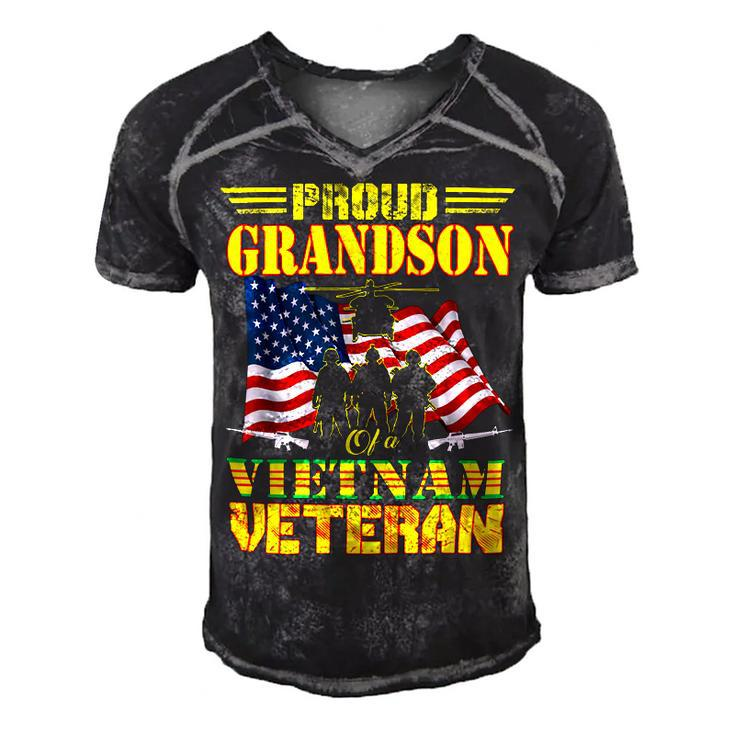 Veteran Veterans Day Proud Grandson Of A Vietnam Veteran For 142 Navy Soldier Army Military Men's Short Sleeve V-neck 3D Print Retro Tshirt