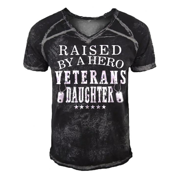 Veteran Veterans Day Raised By A Hero Veterans Daughter For Women Proud Child Of Usa Army Militar 2 Navy Soldier Army Military Men's Short Sleeve V-neck 3D Print Retro Tshirt