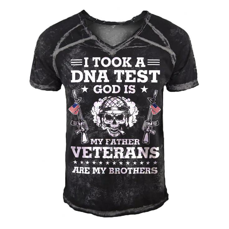 Veteran Veterans Day Took Dna Test God Is My Father Veterans Is My Brothers 90 Navy Soldier Army Military Men's Short Sleeve V-neck 3D Print Retro Tshirt