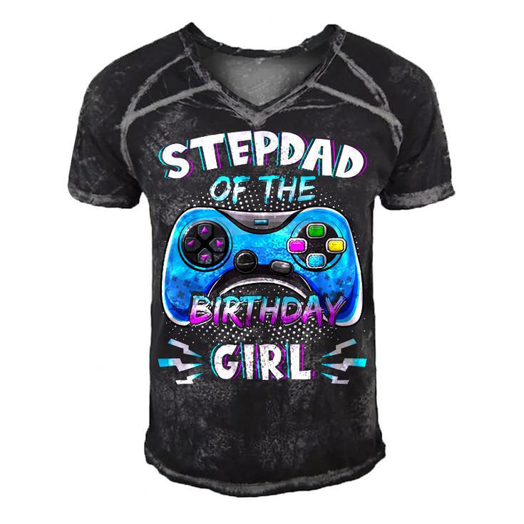Video Game Birthday Party Stepdad Of The Bday Girl Matching  Men's Short Sleeve V-neck 3D Print Retro Tshirt