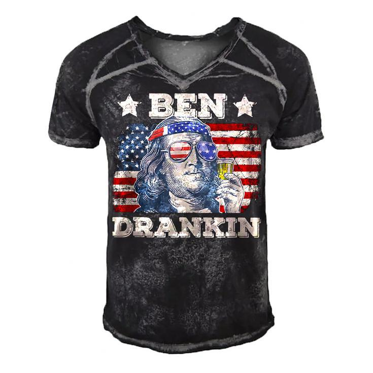 Vintage Ben Drankin 4Th Of July Benjamin Usa Flag   Men's Short Sleeve V-neck 3D Print Retro Tshirt
