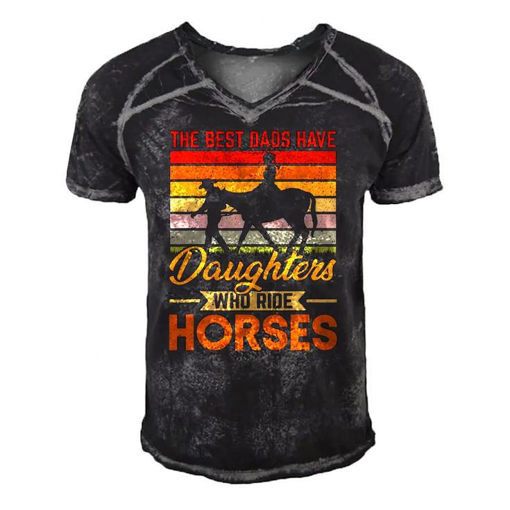 Vintage Best Dads Have Daughters Who Ride Horses Fathers Day Men's Short Sleeve V-neck 3D Print Retro Tshirt