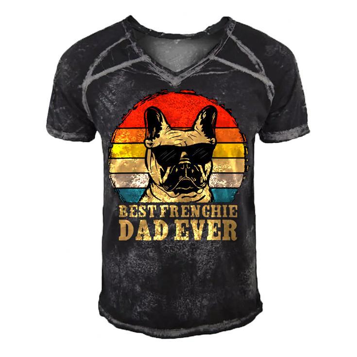 Vintage Best Frenchie Dad Ever Fathers Day 90 Shirt Men's Short Sleeve V-neck 3D Print Retro Tshirt