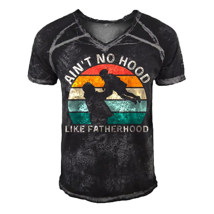 Vintage Dad Father Aint Hood Like Fatherhood Men's Short Sleeve V-neck 3D Print Retro Tshirt