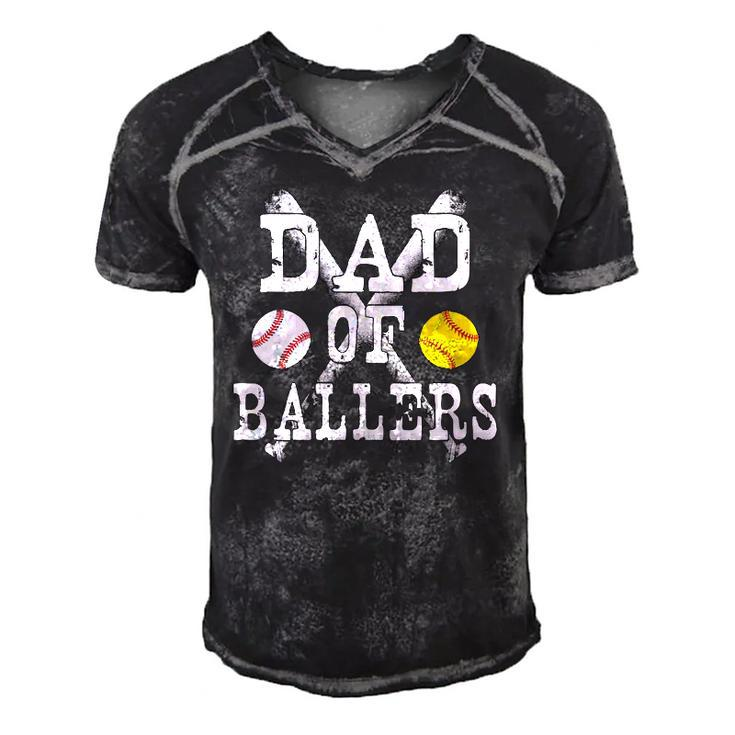 Vintage Dad Of Ballers Funny Baseball Softball Lover Men's Short Sleeve V-neck 3D Print Retro Tshirt