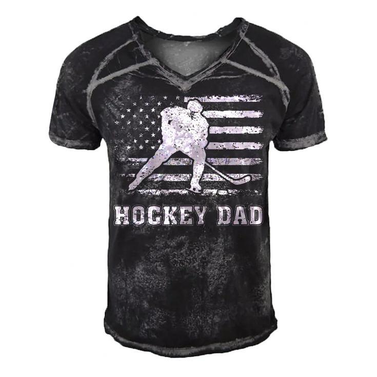 Vintage Hockey Dad American Flag Hockey 4Th Of July  Men's Short Sleeve V-neck 3D Print Retro Tshirt