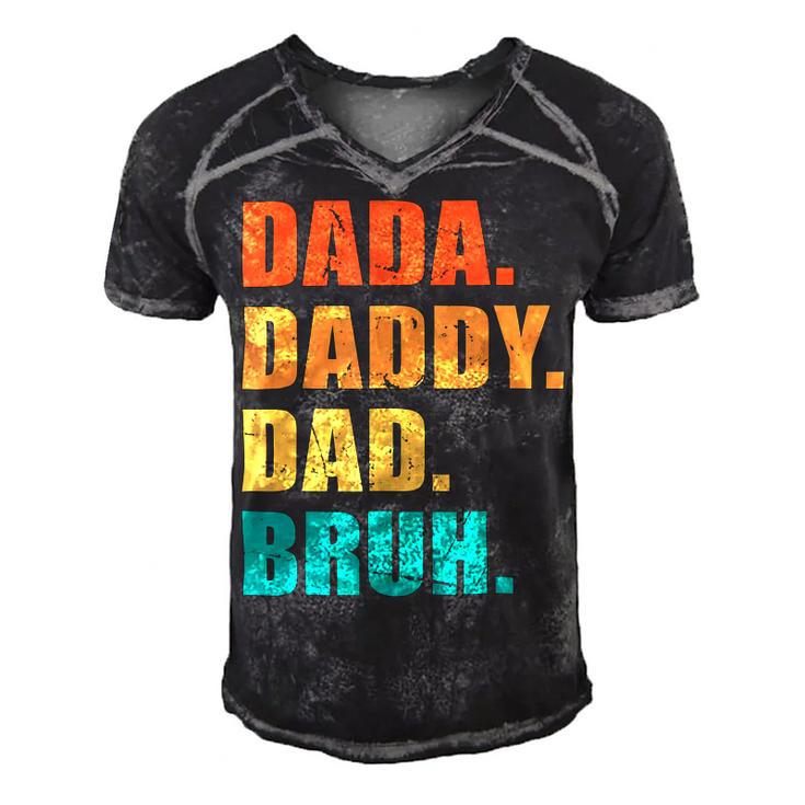 Vintage Retro Fathers Day Outfit Dada Daddy Dad Bruh 8 Shirt Men's Short Sleeve V-neck 3D Print Retro Tshirt