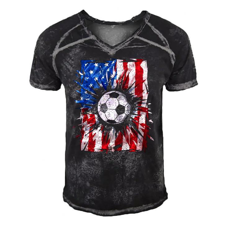 Vintage Soccer 4Th Of July Men Usa American Flag Boys Men's Short Sleeve V-neck 3D Print Retro Tshirt