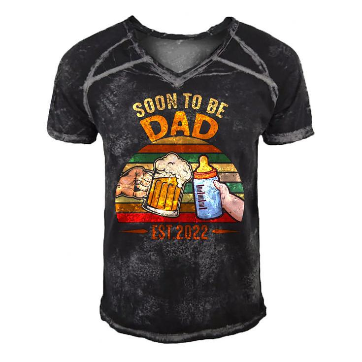 Vintage Soon To Be Dad 2022 Fathers Day Men's Short Sleeve V-neck 3D Print Retro Tshirt