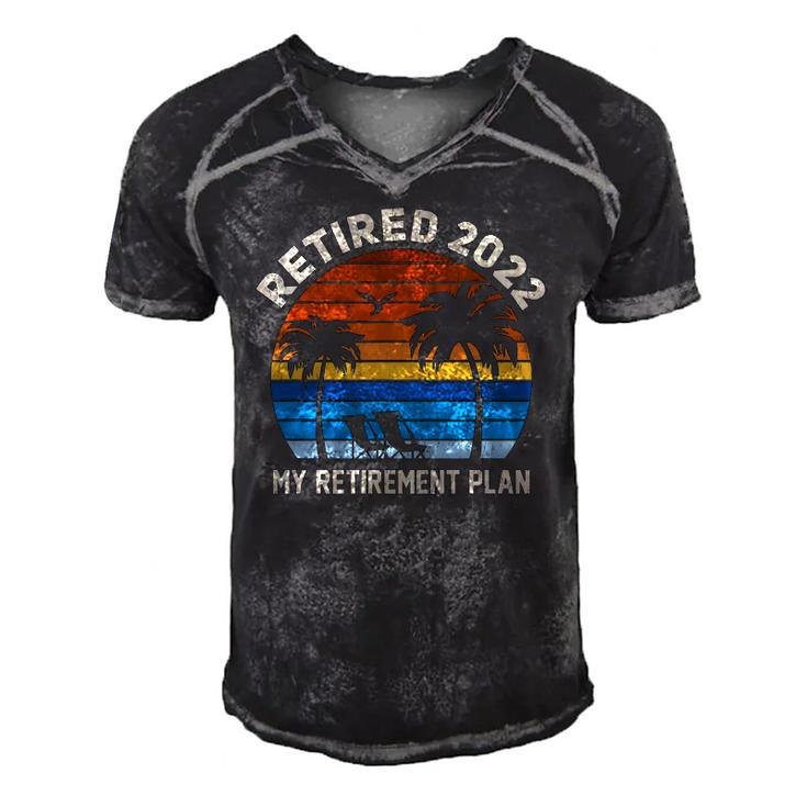 Vintage Sun Island Retirement Plan 2022 Graphic Men's Short Sleeve V-neck 3D Print Retro Tshirt