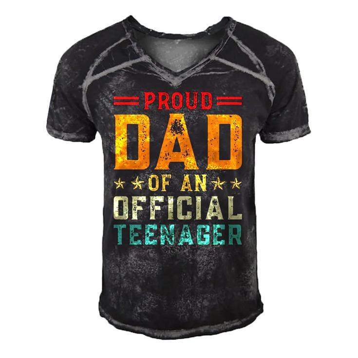 Vintage Thirteen Retro Proud Dad Of An Official Teenager Men's Short Sleeve V-neck 3D Print Retro Tshirt