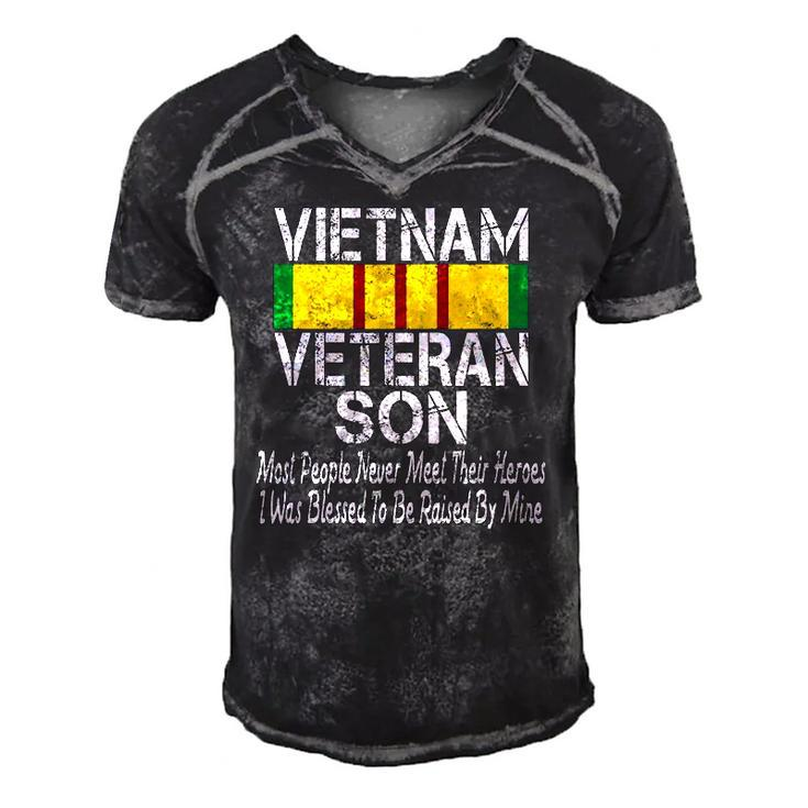 Vintage Us Military Family Vietnam Veteran Son Men's Short Sleeve V-neck 3D Print Retro Tshirt