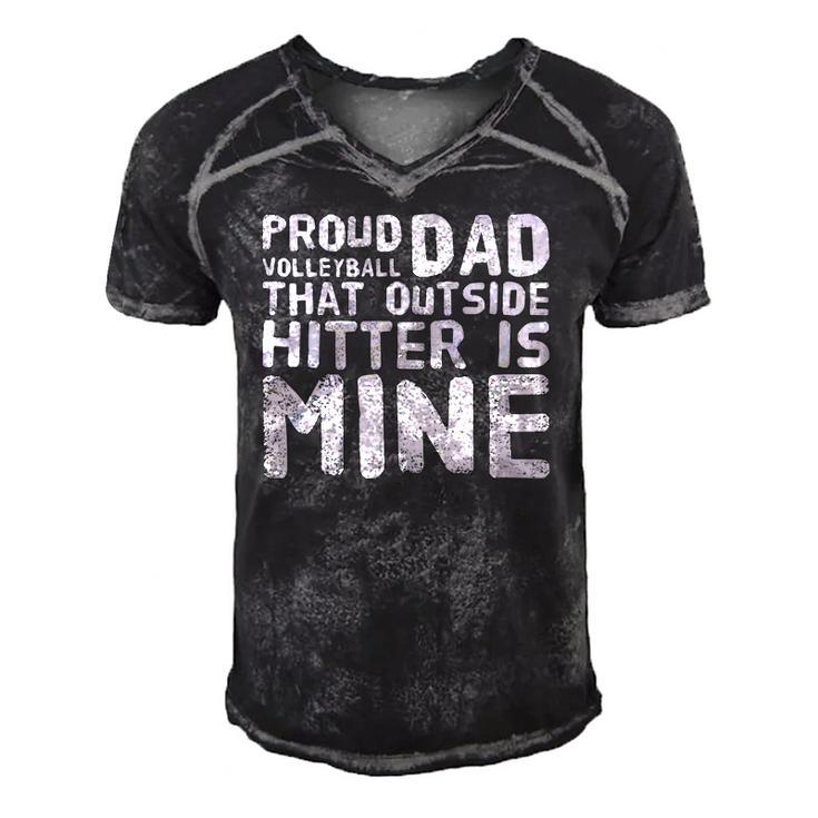 Volleyball Dad Of Outside Hitter Fathers Day Gift Men's Short Sleeve V-neck 3D Print Retro Tshirt