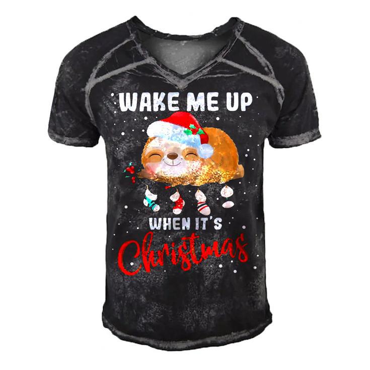 Wake Me Up When Its Christmas 819 Shirt Men's Short Sleeve V-neck 3D Print Retro Tshirt