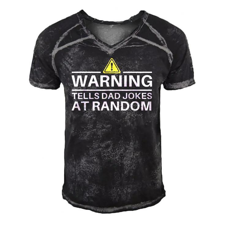 Warning Tells Dad Jokes At Random Funny Fathers Day Men's Short Sleeve V-neck 3D Print Retro Tshirt