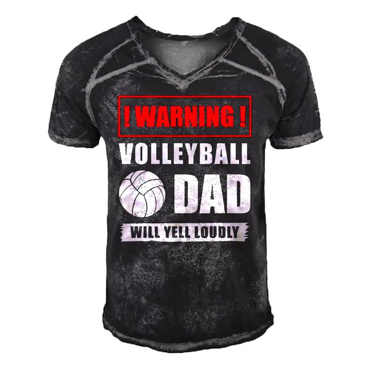 Warning Volleyball Dad Will Yell Loudly Volleyball-Player Men's Short Sleeve V-neck 3D Print Retro Tshirt
