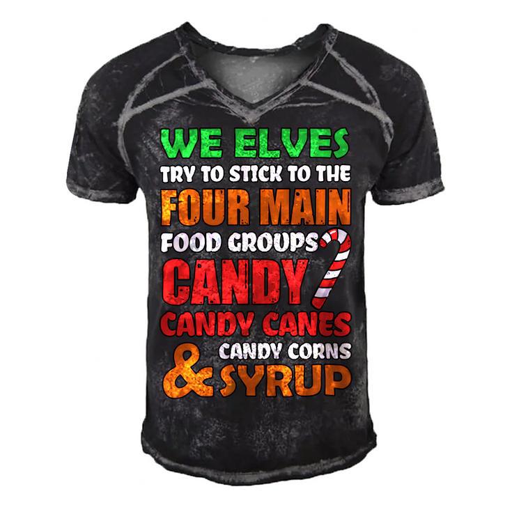 We Elves Try To Stick To The Four Main Food Groups Funny Christmas  608 Trending Shirt Men's Short Sleeve V-neck 3D Print Retro Tshirt