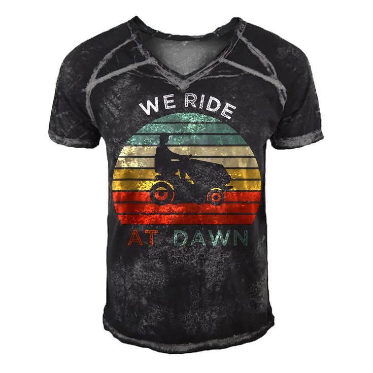 We Ride At Dawn Lawnmower Lawn Mowing Funny Dad Mens  Men's Short Sleeve V-neck 3D Print Retro Tshirt