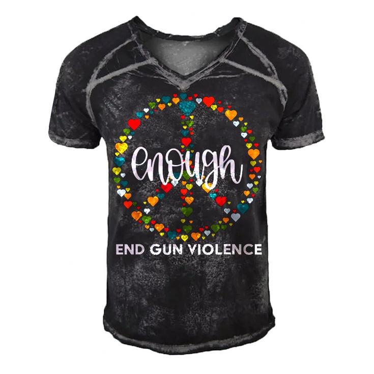 Wear Orange Peace Sign Enough End Gun Violence  Men's Short Sleeve V-neck 3D Print Retro Tshirt