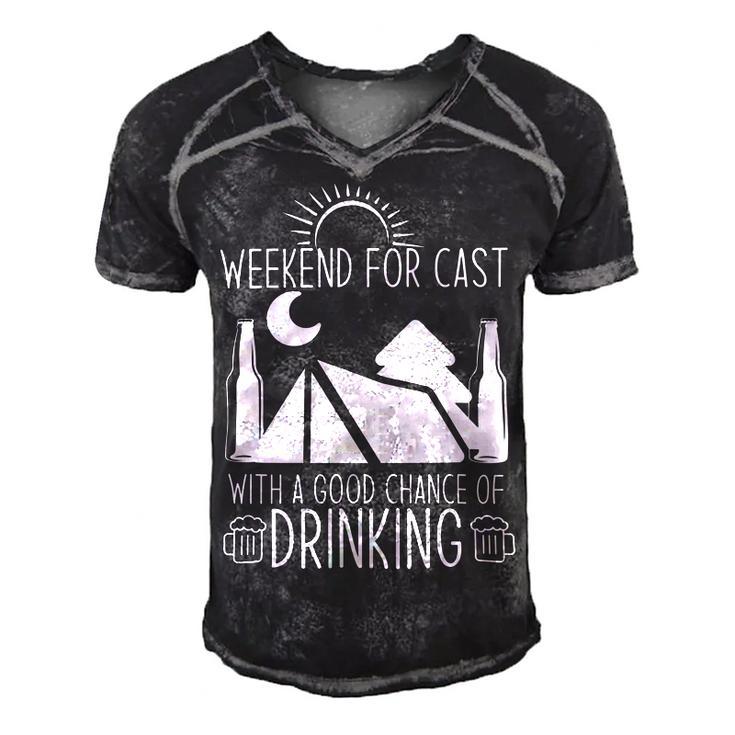 Weekend Forecast Camping With A Good 17 Shirt Men's Short Sleeve V-neck 3D Print Retro Tshirt