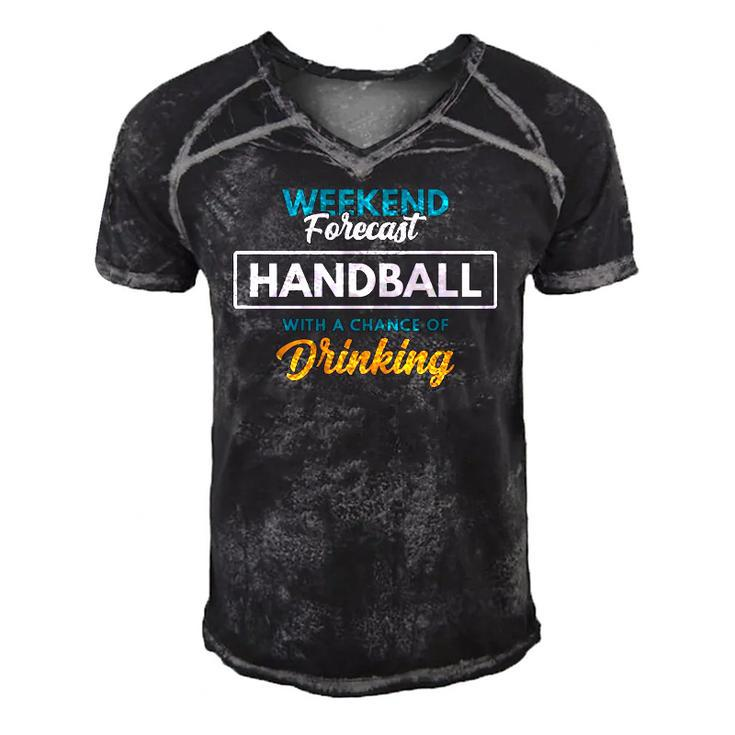 Weekend Forecast Handball Drinking Funny Handball  Men's Short Sleeve V-neck 3D Print Retro Tshirt