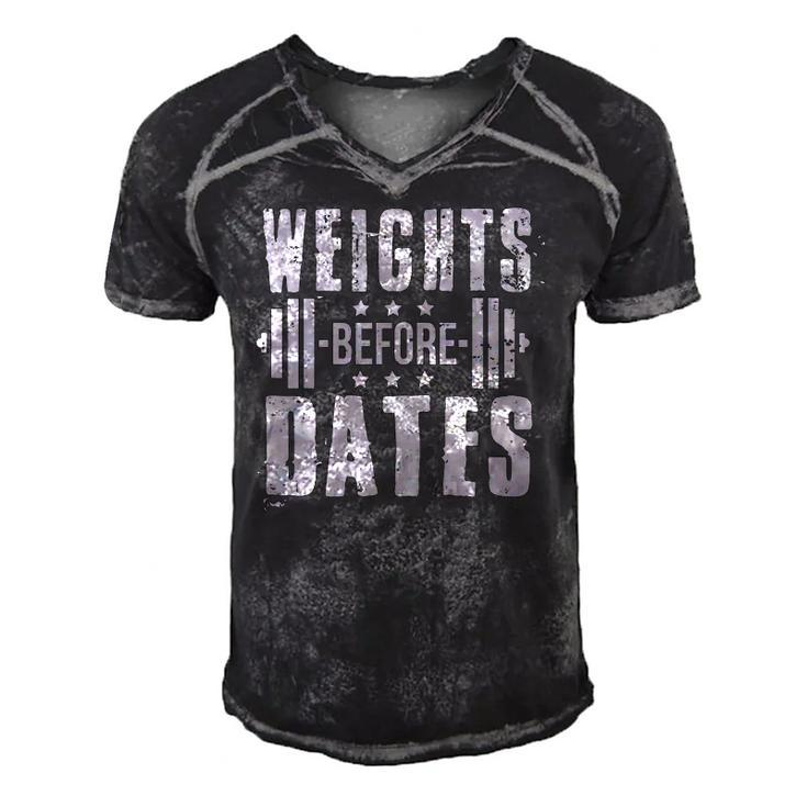 Weights Before Dates Funny Gym Bodybuilding Exercise Fitness Men's Short Sleeve V-neck 3D Print Retro Tshirt
