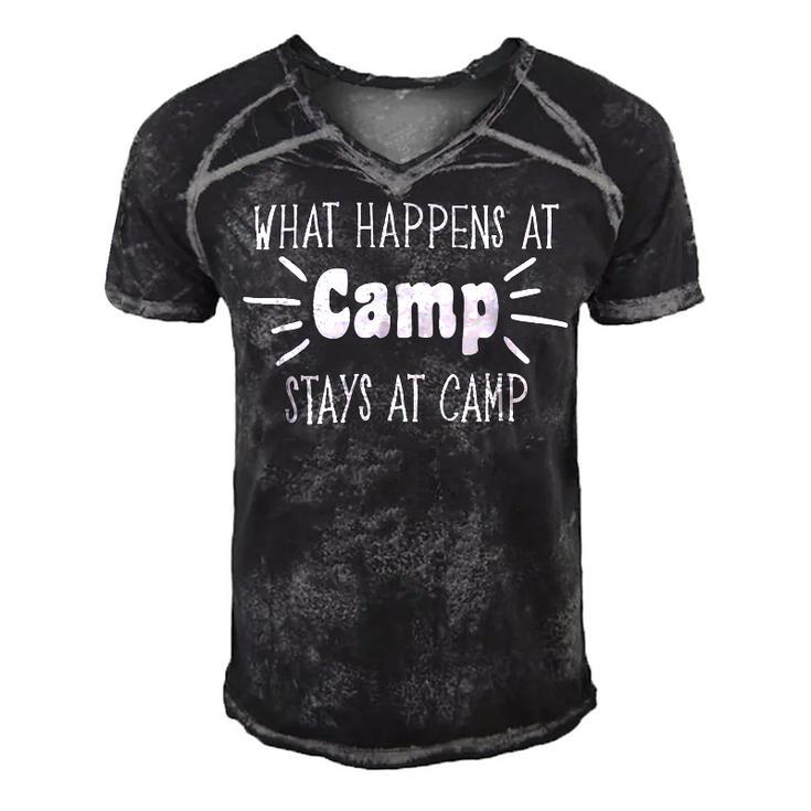 What Happens At Camp Stays Shirt Funny Men Women Camping Men's Short Sleeve V-neck 3D Print Retro Tshirt