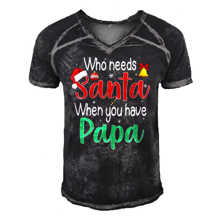 Who Needs Santa When You Have Papa Christmas Gift Men's Short Sleeve V-neck 3D Print Retro Tshirt