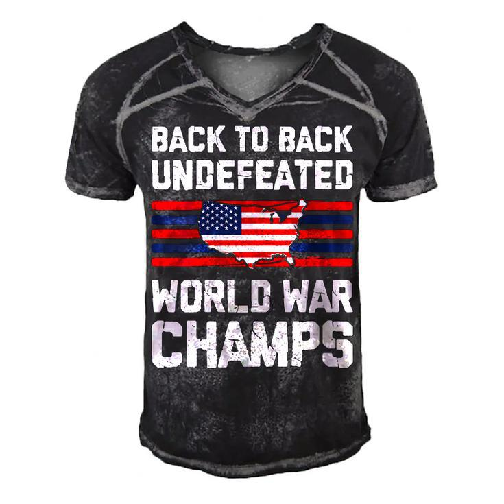 Womens Back To Back Undefeated World War Champs 4Th Of July  Men's Short Sleeve V-neck 3D Print Retro Tshirt