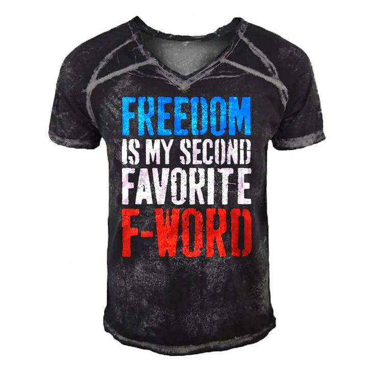 Womens Freedom Is My Second Favorite F-Word 4Th Of July V-Neck Men's Short Sleeve V-neck 3D Print Retro Tshirt