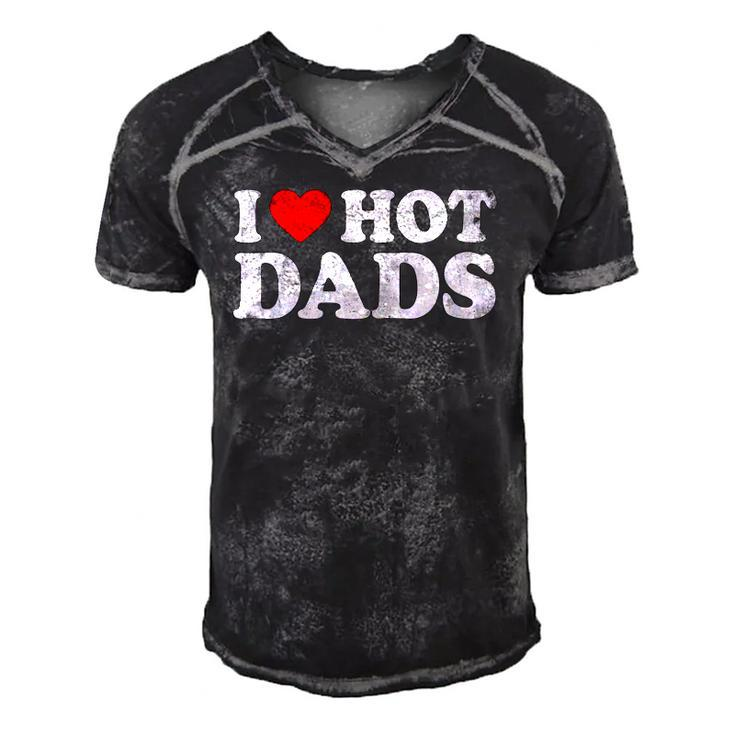 Womens I Love Hot Dads  I Heart Hot Dads  Love Hot Dads V-Neck Men's Short Sleeve V-neck 3D Print Retro Tshirt