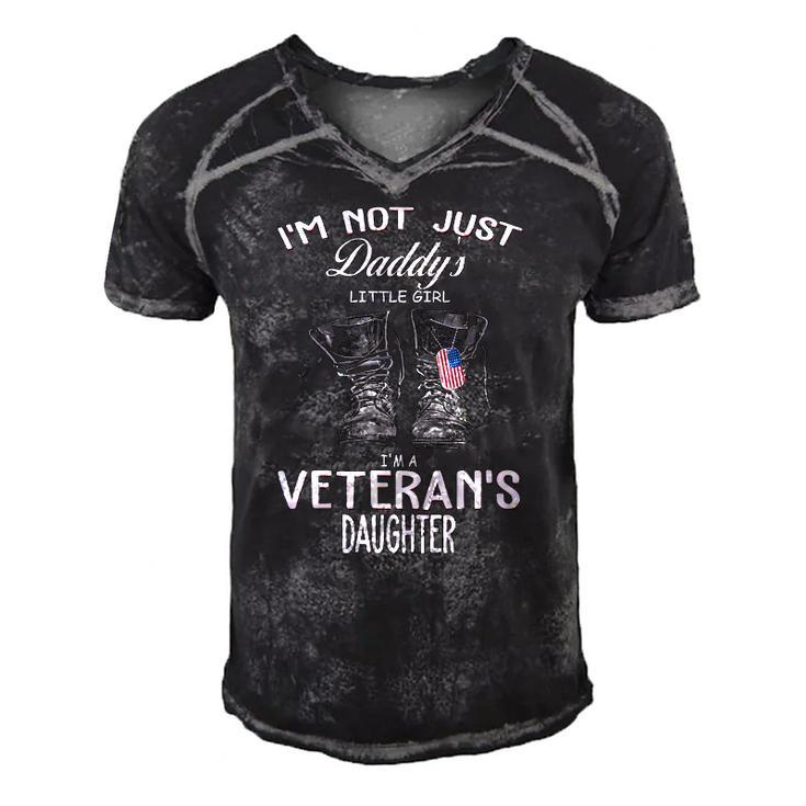 Womens Im Not Just Daddys Little Girl Im Veterans Daughter V-Neck Men's Short Sleeve V-neck 3D Print Retro Tshirt