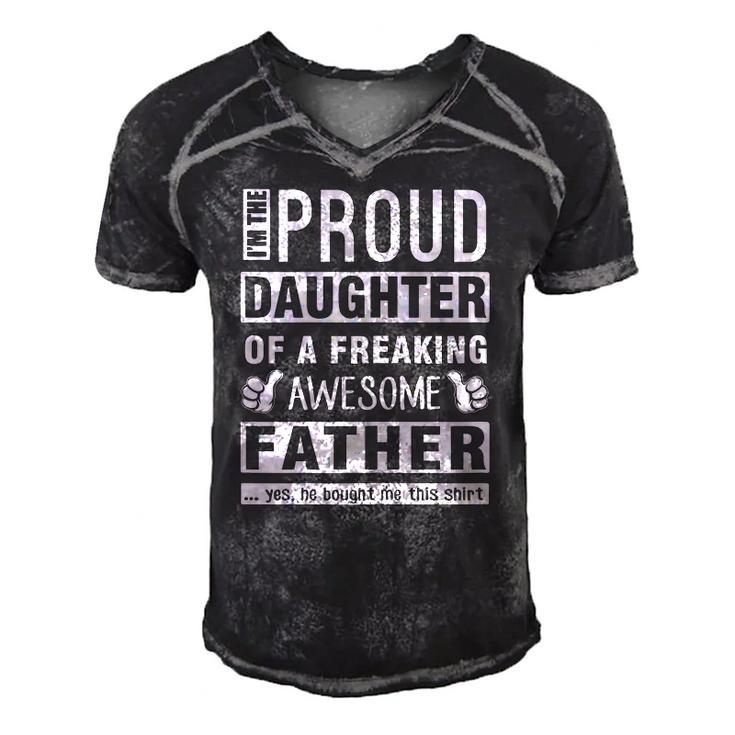 Womens Im The Proud Daughter Of A Freaking Awesome Father Men's Short Sleeve V-neck 3D Print Retro Tshirt