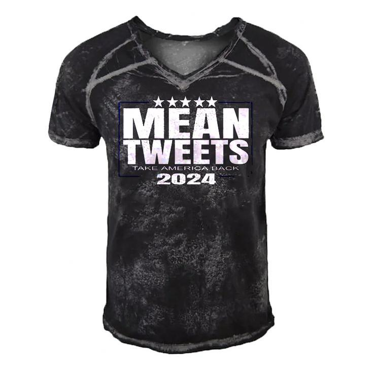 Womens Mean Tweets Mean Tweets 2024 4Th Of July  V-Neck Men's Short Sleeve V-neck 3D Print Retro Tshirt