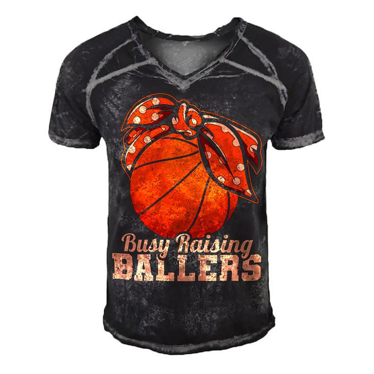 Womens Vintage Busy Raising Ballers Basketball Player Mother 92 Basketball Men's Short Sleeve V-neck 3D Print Retro Tshirt