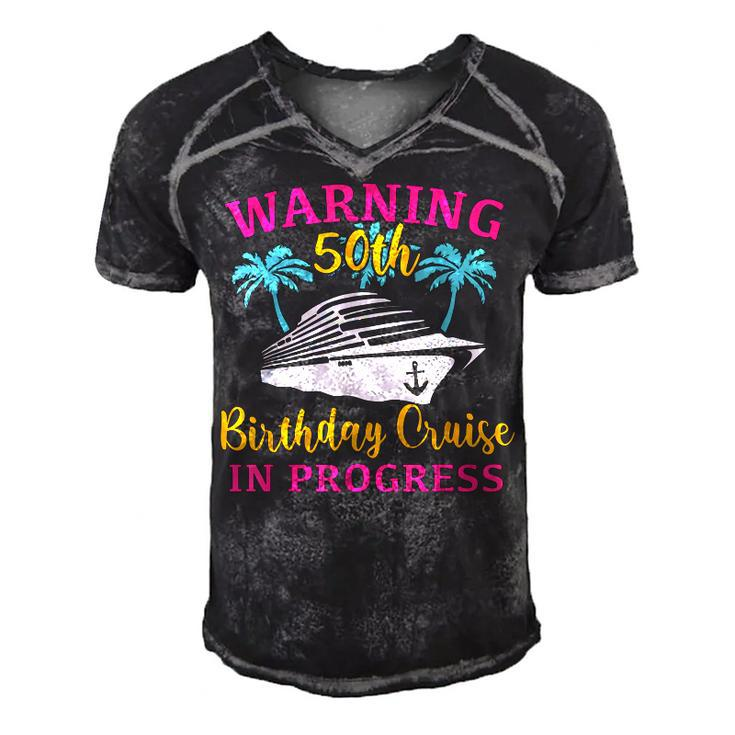 Womens Warning 50Th Birthday Cruise In Progress Funny Cruise  Men's Short Sleeve V-neck 3D Print Retro Tshirt