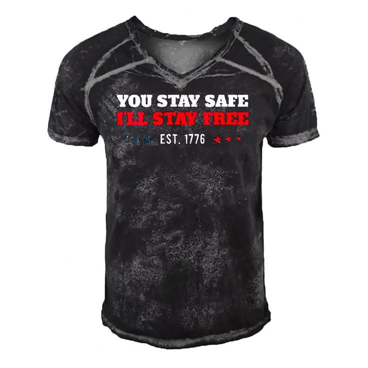 Womens You Stay Safe Ill Stay Free  - Freedom 1776 V-Neck Men's Short Sleeve V-neck 3D Print Retro Tshirt