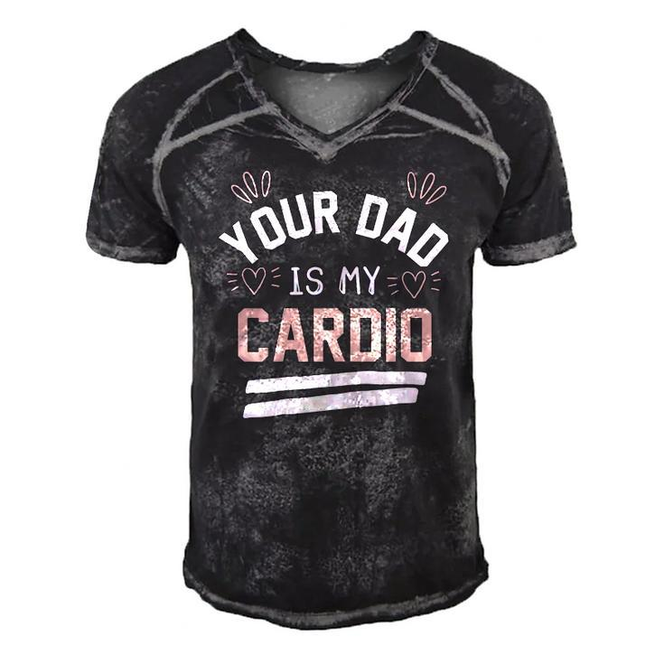 Womens Your Dad Is My Cardio Men's Short Sleeve V-neck 3D Print Retro Tshirt