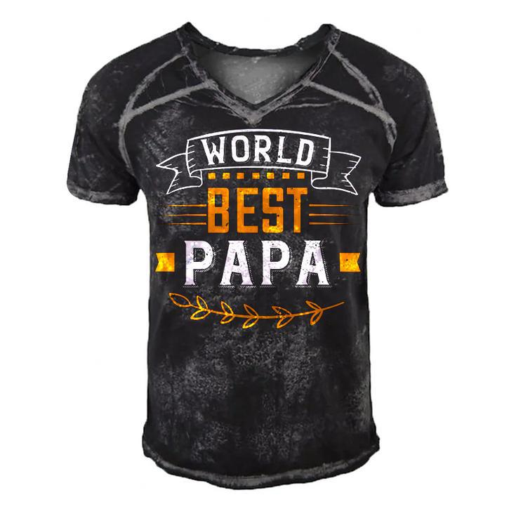 World Best Papa Papa T-Shirt Fathers Day Gift Men's Short Sleeve V-neck 3D Print Retro Tshirt