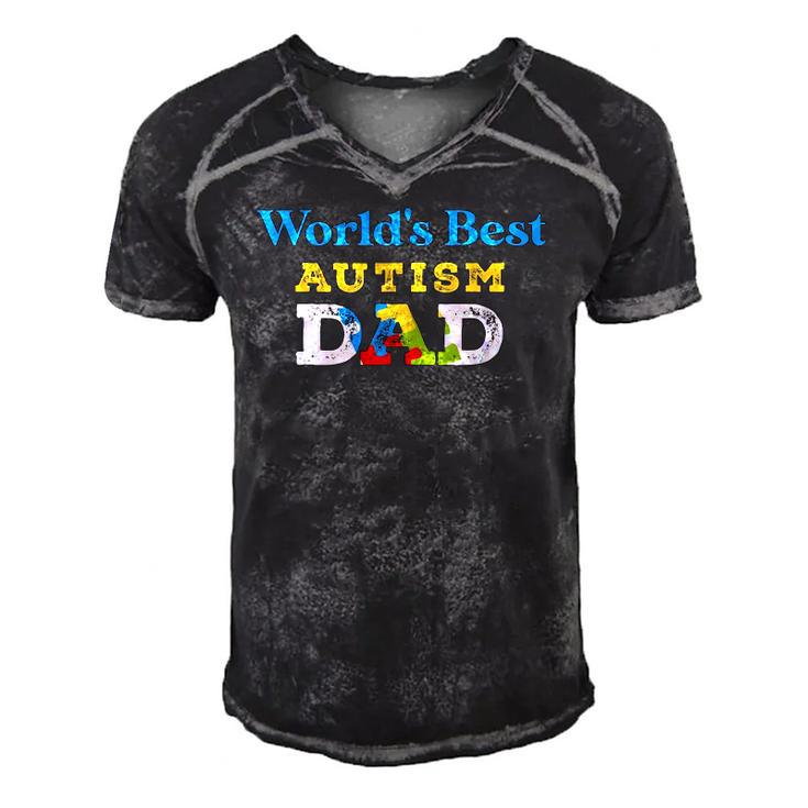 Worlds Best Autism Dad Cool Dad Autism Men's Short Sleeve V-neck 3D Print Retro Tshirt