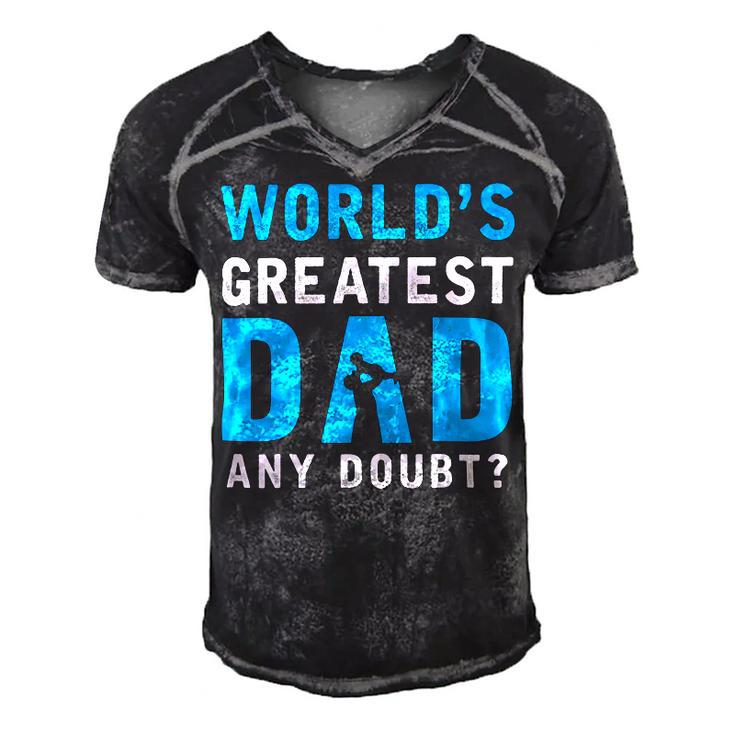 Worlds Greatest Dad Any Doubt Fathers Day T Shirts Men's Short Sleeve V-neck 3D Print Retro Tshirt