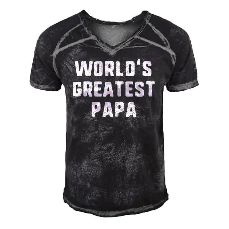 Worlds Greatest Papa Funny Gift Christmas Men's Short Sleeve V-neck 3D Print Retro Tshirt